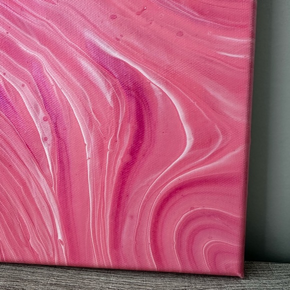 9x12 Painting Abstract Acrylic Fluid Pour Art on gallery wrapped Canvas pink - Picture 7 of 15